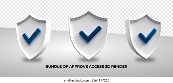 bundle of 3D render approve shield icon transparent, PNG