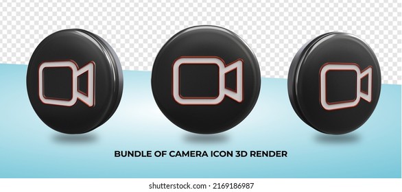 bundle of 3D render camera icon png, transparent