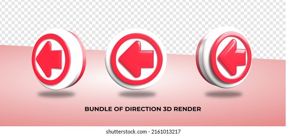Bundle of 3D render direction arrow sign 