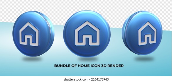 Bundle Of 3D Render Home Icon Png Transparent Blue