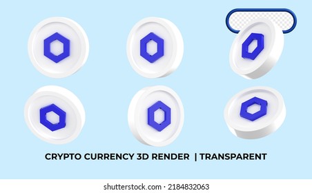 bundle of 3D render LINK coin banner. LINK coin cryptocurrency concept banner background.