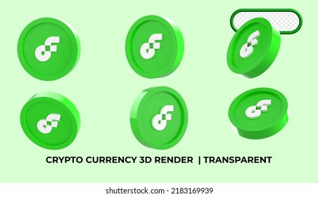 Bundle of 3D render low coins falling from the sky. Flow cryptocurrency concept banner background, transparent