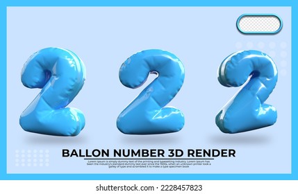 Bundle of 3D Render number 2 balloon color blue transparent  - Powered by Shutterstock - Get 15% off with code: PIKWIZARD15