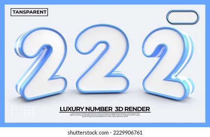 Bundle of 3D render number 2 blue white transparent