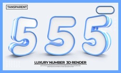 Bundle Of 3D Render Number 5 Blue White Transparent
