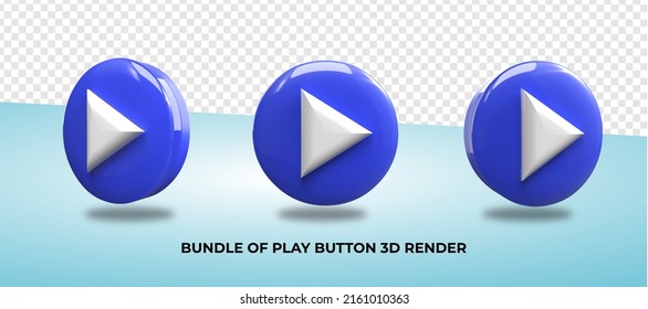 Bundle Of 3D Render Play Button Icon, Png, Model