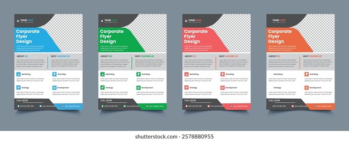 a bundle of 4 templates, abstract business flyer, vector template design in A4 size.perfect for creative professional business. brochure, cover, poster, annual report, flyer