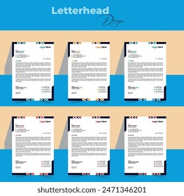 A bundle of 6 Clean and professional corporate company business letterhead template design with color variation. Modern and abstract business letterhead template Design.