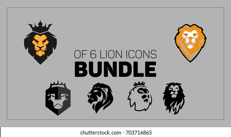 Bundle of 6 Icons, Lion logos