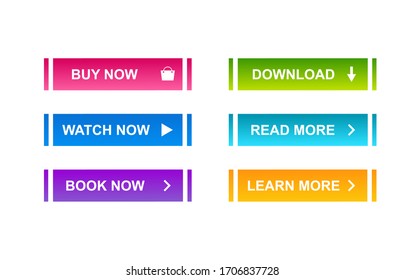bundle of 6  modern buttons for web site and ui. Vector design
