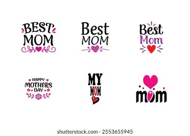 Bundle of 6 typography files for Mother's Day