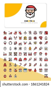 conjunto de 76 iconos de navidad de diseño plano