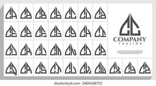 Bundle of abstract arch dome letter C CC logo design