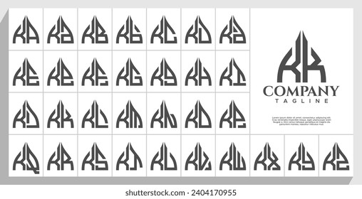 Bundle of abstract arch dome letter K KK logo design