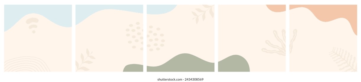 Bundle of Abstract Carousel Template for Background, Social Media Post, ad, Sale, Banner, Microblog, Promotion, Card on pastel color.