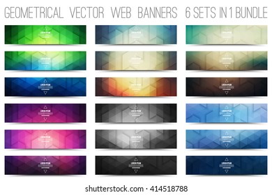 Bundle of abstract geometrical vector web banners. Internet business design elements