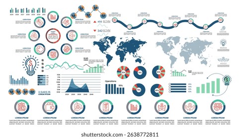 Bundle of abstract infographic elements. Business and finance infographic vector template collection. Infographic template collection. Info graph template bundle design used for business and finance