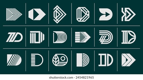 Bundle of abstract line initial D letter logo