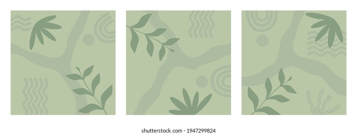 Conjunto de fondo natural abstracto en color pastel bueno para publicaciones en medios sociales o en fuentes, plantilla de historias, campaña, invitación, pancarta, portada, afiche, etc. Formas orgánicas modernas con texto en espacio de copia
