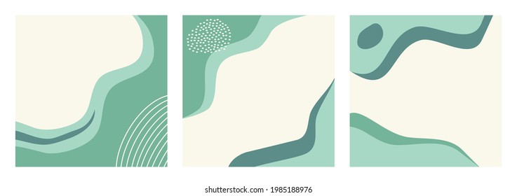 Bundle of abstract natural background on pastel color good for social media or feed post, stories template, wall decor etc. Trendy modern organic shapes with copy space text