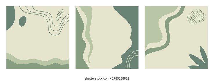 Bundle of abstract natural background on pastel color good for social media or feed post, stories template, wall decor etc. Trendy modern organic shapes with copy space text