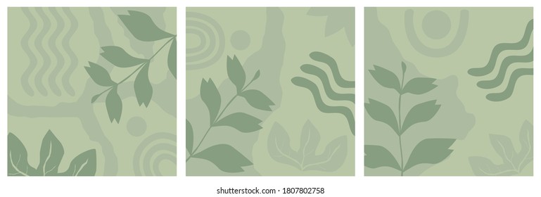 Bundle of abstract nature background on pastel color suitable for banner, poster, flyer, social media post or story, business campaign, etc. Modern abstract shapes background with copy space text.