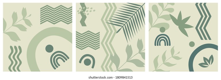 Bundle of abstract nature background on pastel color suitable for banner, card, invitation, social media post or story, business campaign, etc. Modern abstract shapes background with copy space text.