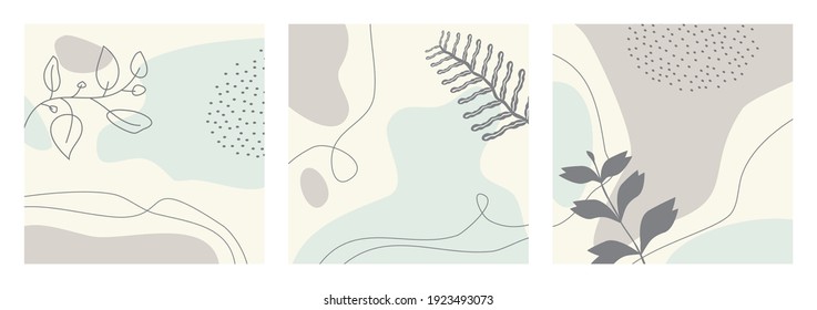 Bundle of abstract nature background on pastel color suitable for banner, poster, flyer, social media post or stories, etc. Modern organic shapes with copy space text.