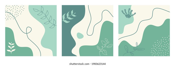 Bundle of Abstract Nature Background on Pastel Color Vector Illustration. Modern Organic Shape for Banner, Cover, Poster, or Template.