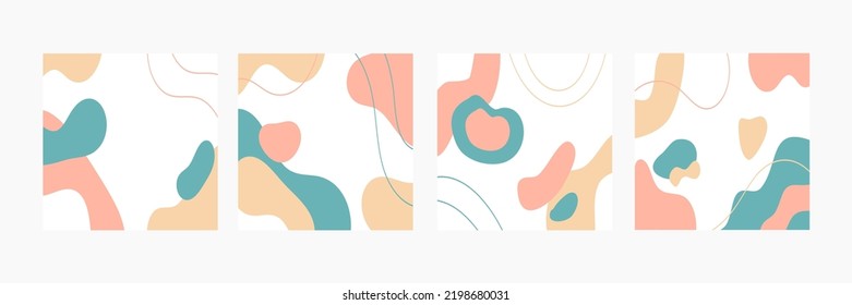 Bundle of abstract organic shapes backgrounds. Suitable for banner, poster, flyer, social media post or stories, template, and cover. Organic shapes in art.