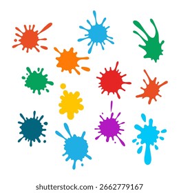 Pacote de elementos de vetor de distorção de tinta abstrata. Gotas de tinta e borrifadores editáveis para design criativo, camisetas, postagens de mídia social e projetos de arte digital