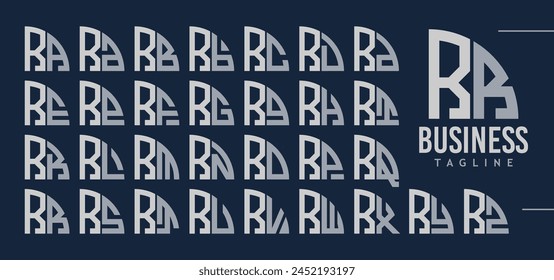 Paket des abstrakten Viertelkreisbuchstabens R RR Logo Design