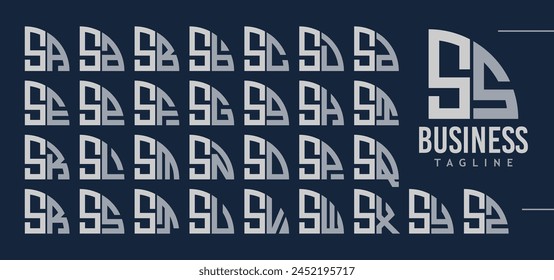 Bundle of abstract quarter circle letter S SS logo design