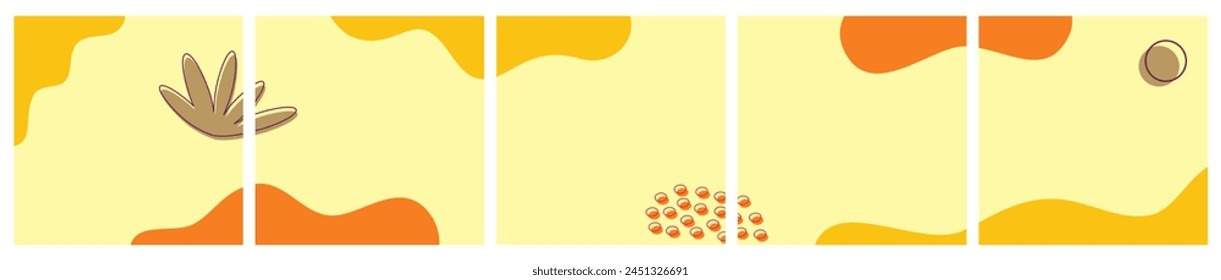 Paquete de antecedentes estacionales Abstractas para el anuncio, Plantilla de publicaciones en redes sociales, Anuncio, microblog, carrusel, tarjeta. Abstractas fondo otoñal con forma orgánica.