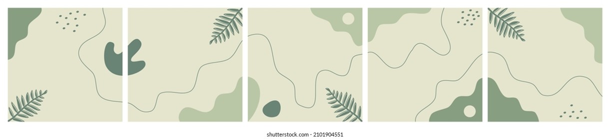 Conjunto de fondo estacional abstracto en color pastel para publicación en medios sociales, feed, plantilla de carrusel, promoción, marco, banner, volante. Formas orgánicas modernas de moda con texto de espacio de copia.