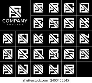 Bundle of abstract square letter F FF logo design