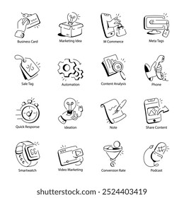 Bundle of Advertisement Doodle Style Icons 

