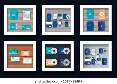 bundle of advertising products icons vector illustration design