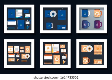 bundle of advertising products icons vector illustration design