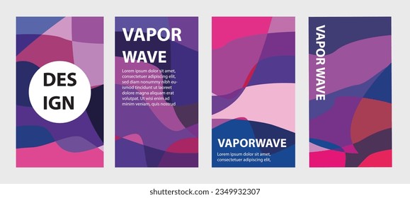the bundle aesthetic vaporwave background, purple colorful, space area, flat vector design