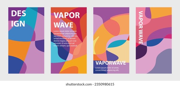 the bundle aesthetic vaporwave background, purple colorful, space area, flat vector design