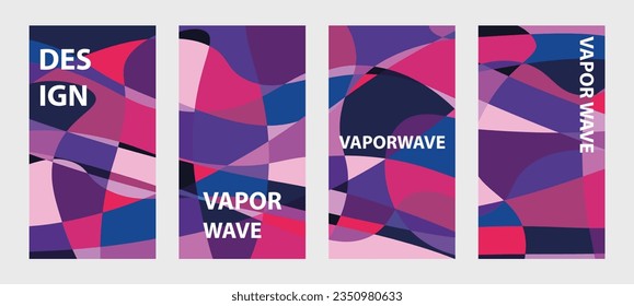 the bundle aesthetic vaporwave background, purple colorful, space area, flat vector design