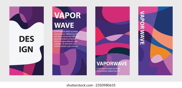 the bundle aesthetic vaporwave background, purple colorful, space area, flat vector design