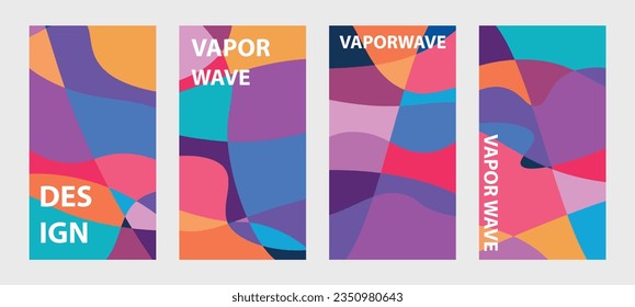 the bundle aesthetic vaporwave background, purple colorful, space area, flat vector design