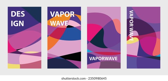the bundle aesthetic vaporwave background, purple colorful, space area, flat vector design