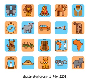 bundle of african safari icons vector illustration design