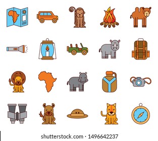 bundle of african safari icons vector illustration design