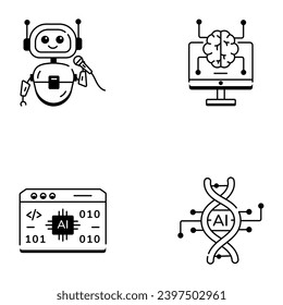 Bundle of AI and Futuristics Glyph Icons 

