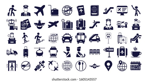 bundle of airport set icons vector illustration design