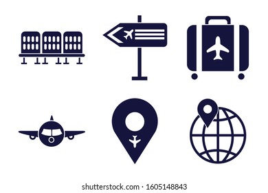 bundle of airport set icons vector illustration design